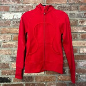 Lululemon Scuba Full-Zip Hoodie red  with Thumbholes  Size 2